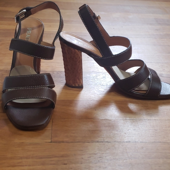 Prada Leather and Bamboo Sandals - Picture 3 of 5